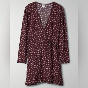 Aritzia Sunday Best Marion long sleeve mini wrap tie dress